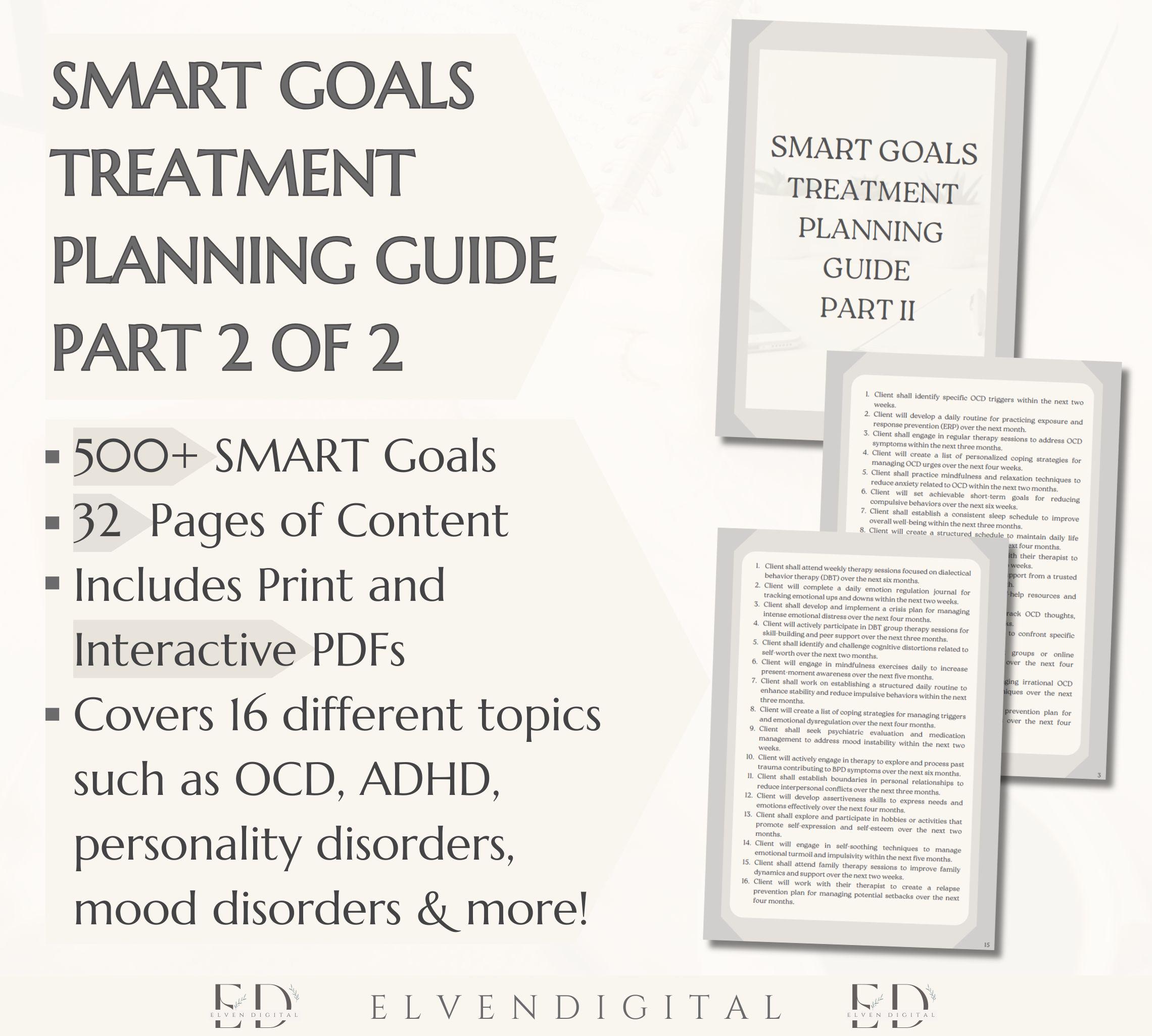 SMART Goals Treatment Planning Guide for Therapist Progress Notes ...