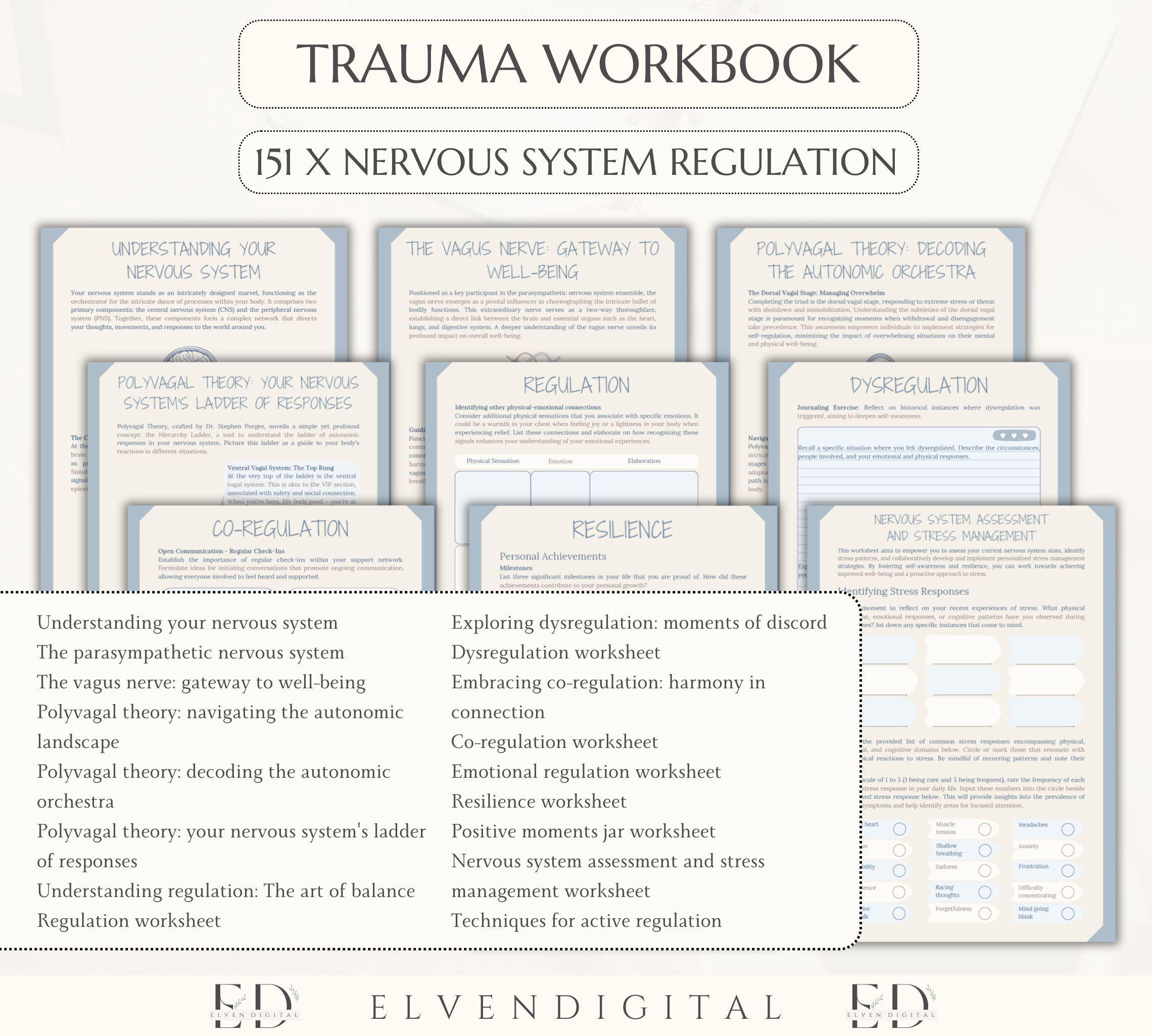 Trauma Therapy Bundle Nervous System Regulation Workbook Adult Trauma ...