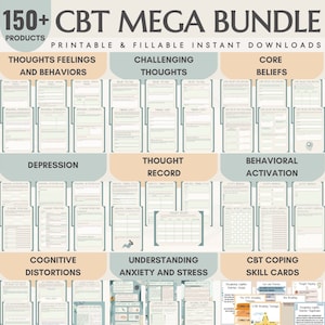 Cognitive Behavioral Therapy Workbook CBT Worksheets Bundle Cognitive Distortion Coping Skills Worksheet CBT Depression for Adults CBT Group