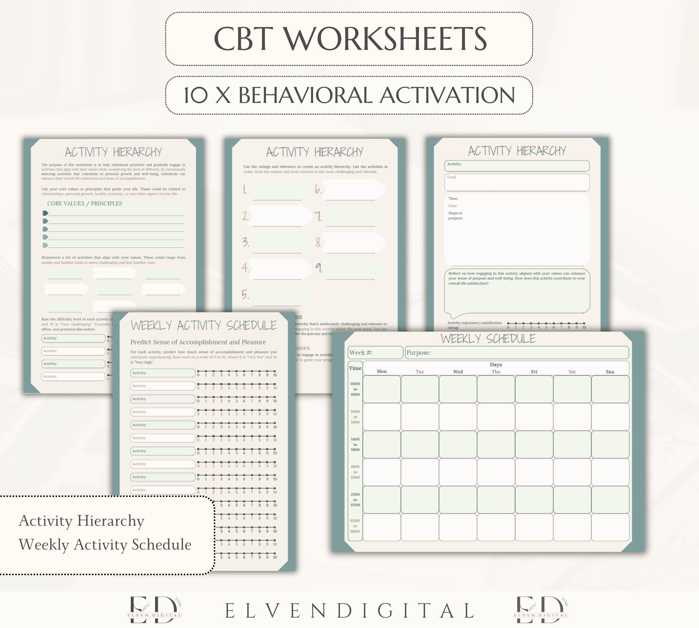 Cognitive Behavioral Therapy Workbook CBT Worksheets Bundle Cognitive ...