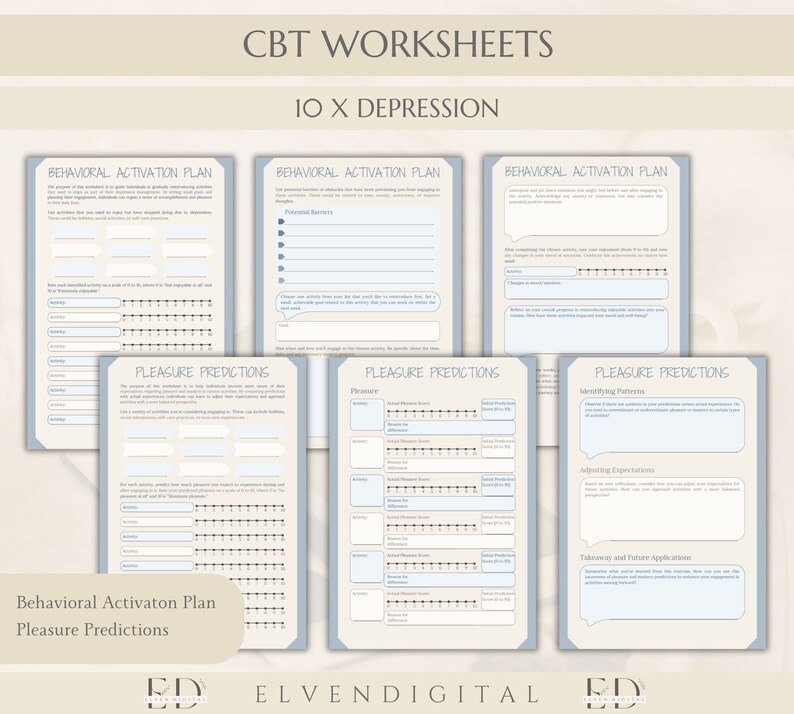Cbt Therapy Bundle CBT Anxiety Prints Therapist Handouts CBT Therapy Worksheets Counseling