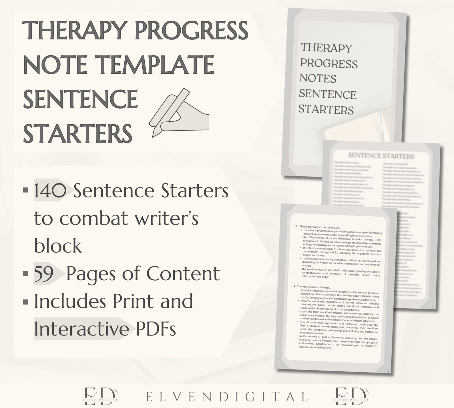 Therapy Progress Notes Sentence Starters Words Phrases Statements Cheat ...