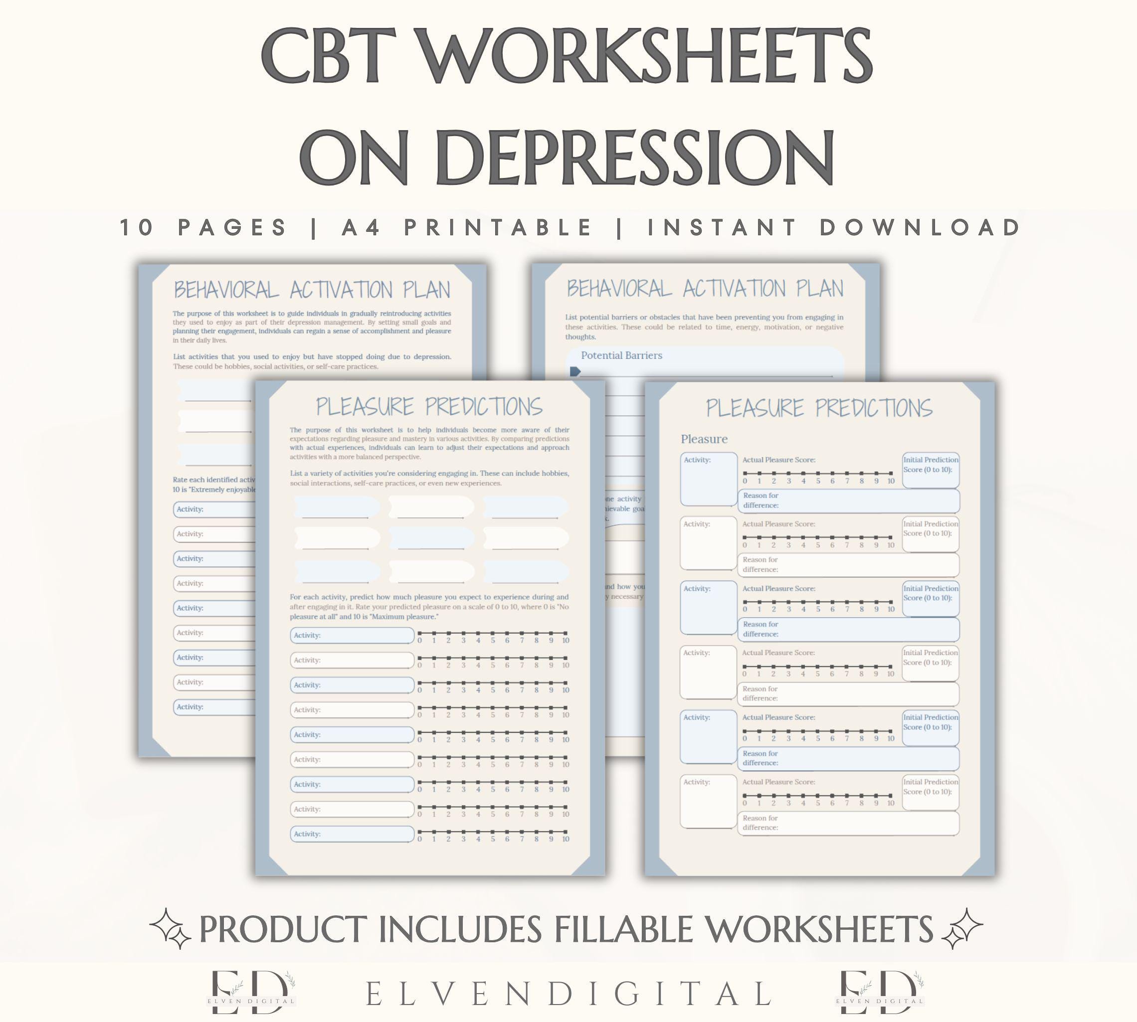 Pleaseure Mapping Worksheet.pdf Depression Workbook Self-esteem Building Therapy Sheets Pleasure ...