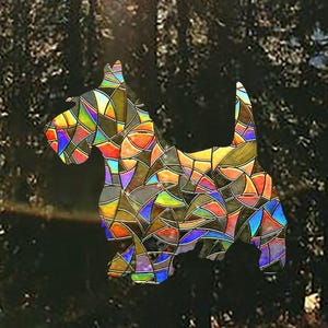 Schotse Terrier raamdecoratie sticker, Scottie raamsticker, regenboogmaker