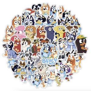 100pcs Bluey Stickers Pack, Cartoon Stickers Pack, Cute Animal Stickers, Vinyl Stickers Pack, Suitable for Scrapbooking, Journals, Bottles