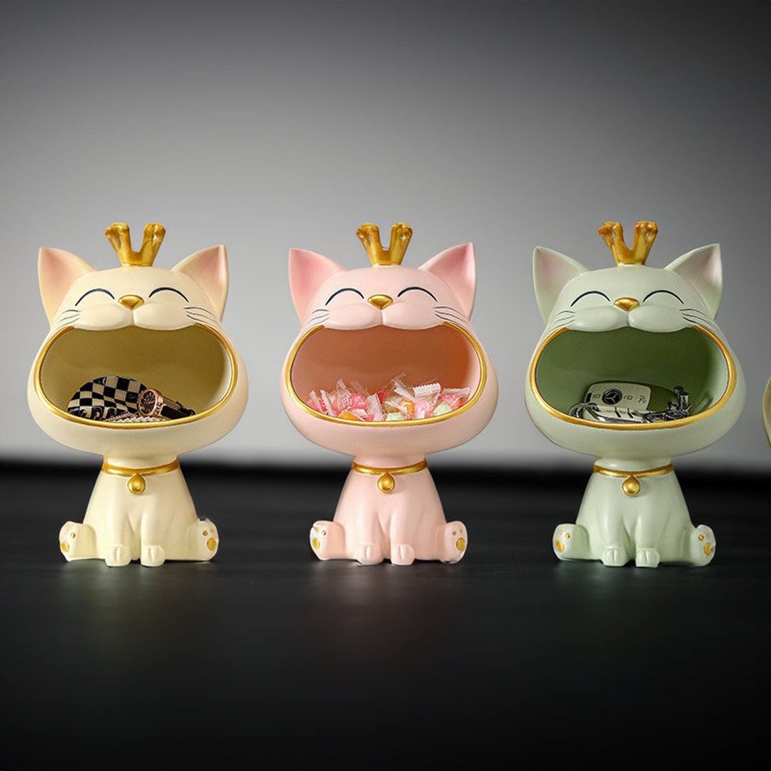 Lucky Cat Statue Sculpture Table Decoration Miniature Figurine Etsy