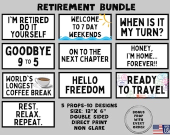 Retirement Photo Booth Props, Double Sided, Eco-Friendly Plastic