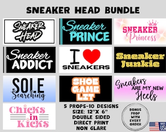 Sneaker Head Photo Booth Props, Double Sided, Party Events