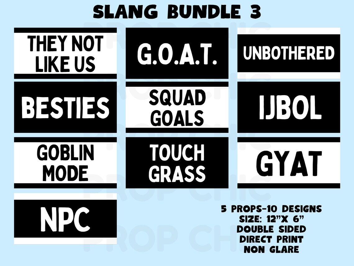 Slang Photo Booth Props, Party Event Signs - Etsy