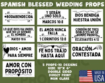 Spanish Wedding Photo Booth Props, Blessed Quotes, 360 Props
