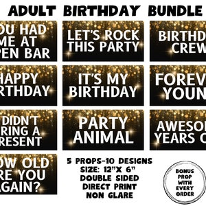 Adult Birthday Bundle, Photo booth props, 360 photo booth props, custom photobooth props, props for weddings, parties events