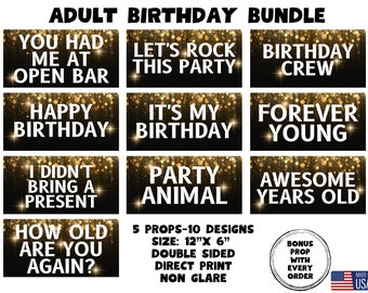 Adult Birthday Bundle, Photo booth props, 360 photo booth props, custom photobooth props, props for weddings, parties events