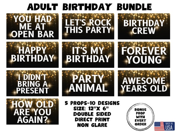 Adult Birthday Photo Booth Props, Party Decorations