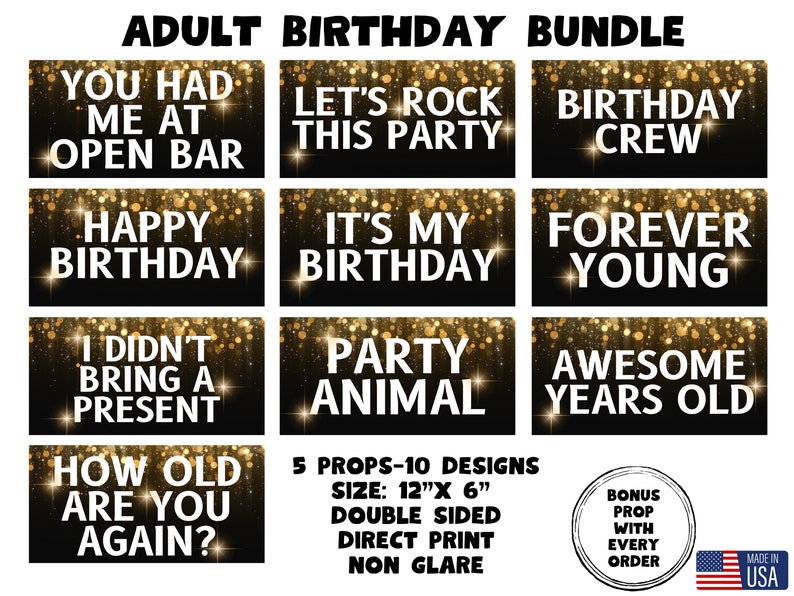 Adult Birthday Photo Booth Props, Party Decorations bild 1