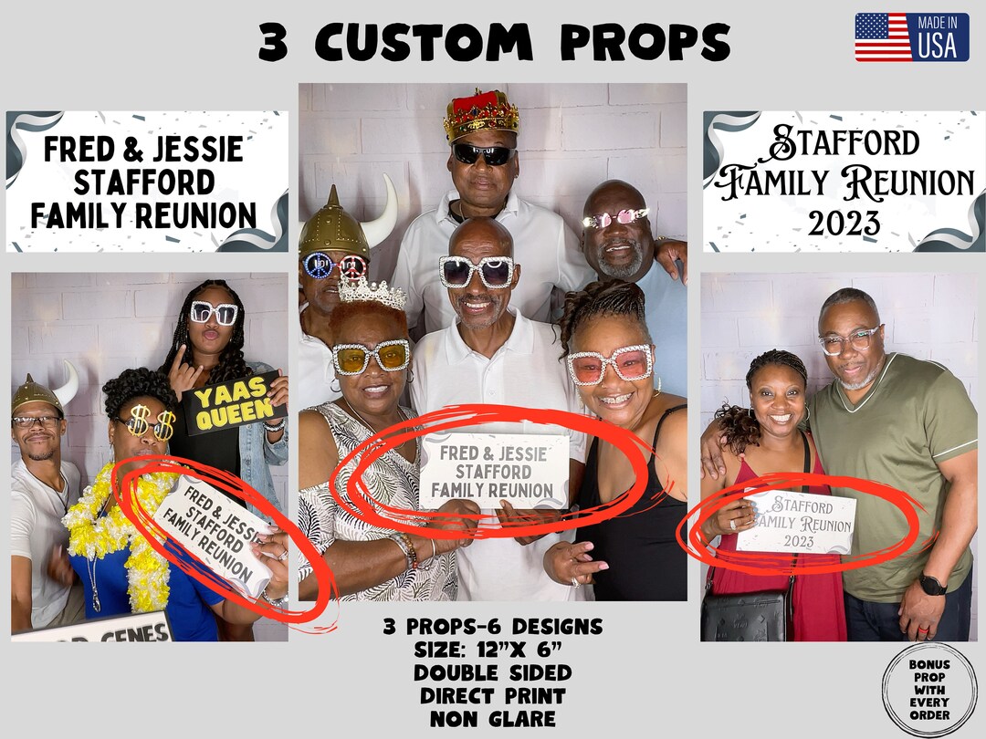 3 Custom Props, Photo Booth Props, 360 Photo Booth Props, Custom
