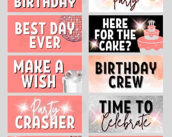 Happy Birthday Coral Photo Booth Props, Party Event Signs