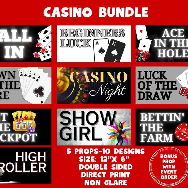 Casino Bundle, Photo booth props, 360 photo booth props, custom photobooth props, props for weddings, parties events