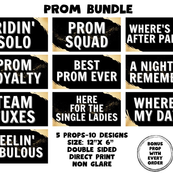 Prom Bundle, Photo booth props, 360 photo booth props, custom photobooth props, props for weddings, parties events