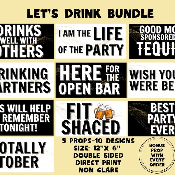 Let's Drink Bundle, Photo booth props, 360 photo booth props, custom photobooth props, props for weddings, parties events