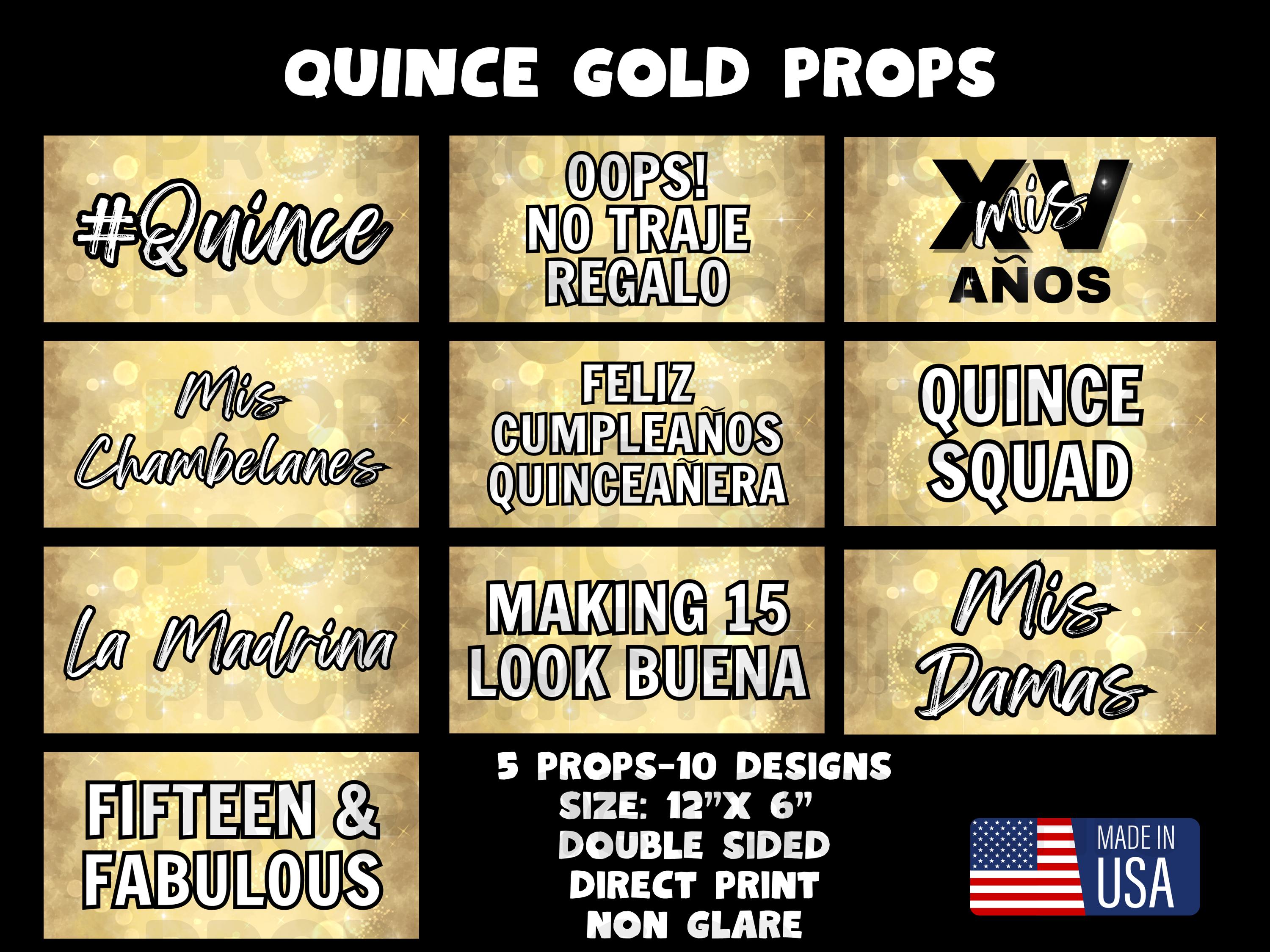 Quince Gold Bundle, Photo Booth Props, 360 Photo Booth Props