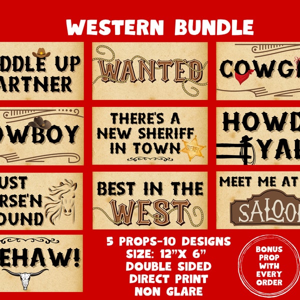 Western Bundle, Photo booth props, 360 photo booth props, custom photobooth props, props for weddings, parties events