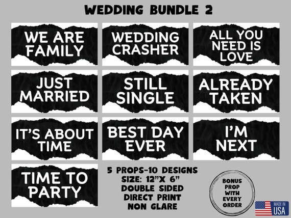 Wedding Photo Booth Props, Double Sided, Party Events