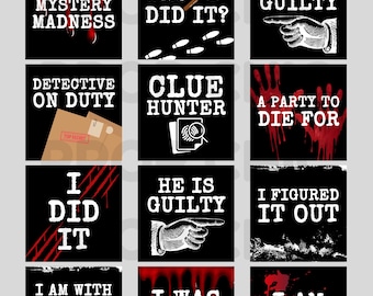 Murder Mystery Photo Booth Props, Double Sided Party Signs