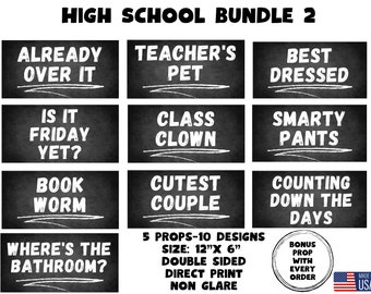 High School Photo Booth Props, Double Sided, Party Events