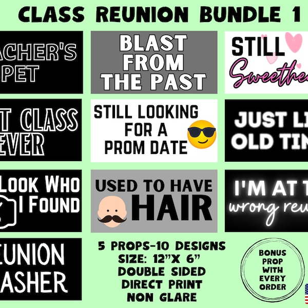 Class Reunion Bundle 1 , Photo booth props, 360 photo booth props, custom photobooth props, props for weddings, parties events
