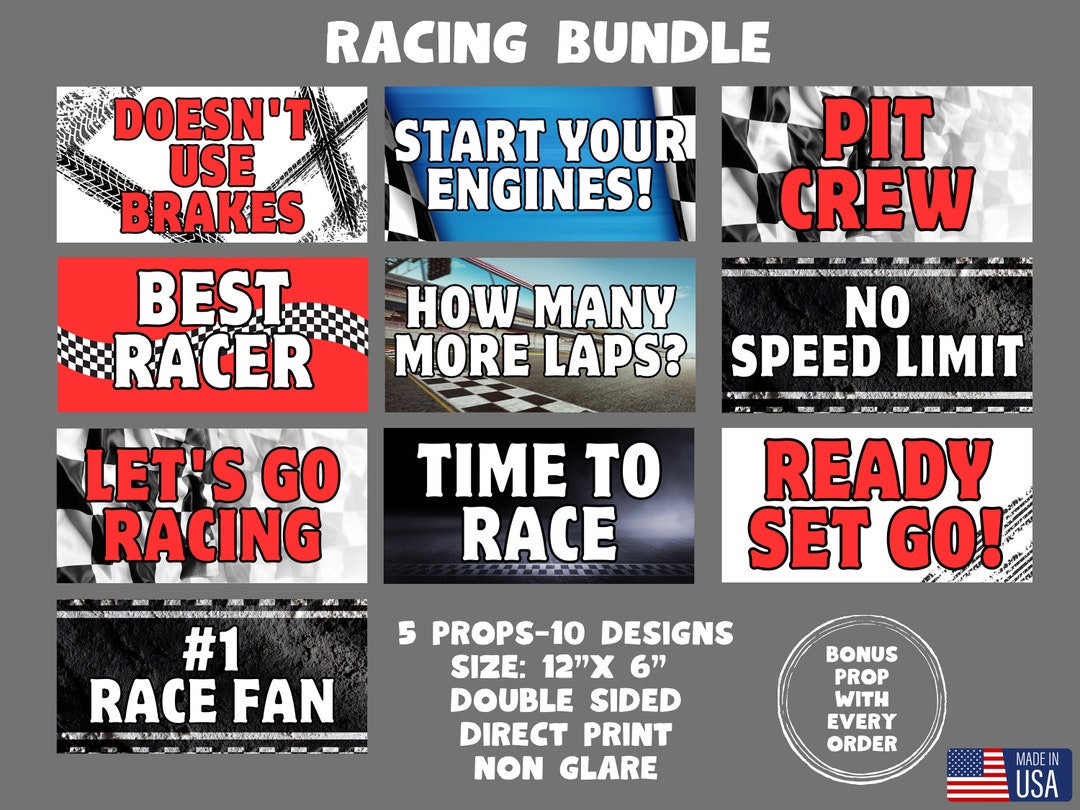 Racing Photo Booth Props, Double Sided, Race Car Party Decor - Etsy