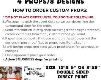 Custom Photo Booth Props, 4 Double Sided Designs