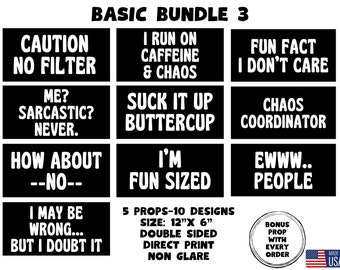 Funny Quote Photo Booth Props, Party Events, 10 Designs