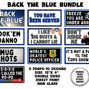 Back the Blue Bundle, Photo booth props, 360 photo booth props, custom photobooth props, props for weddings, parties events