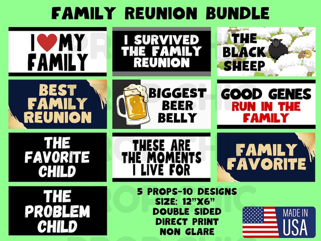 Family Reunion Photo Booth Props, Double Sided, 10 Designs - Etsy