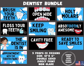 Dentist Photo Booth Props, 10 Designs