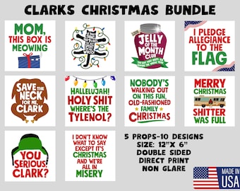 Clarks Christmas Photo Booth Props, Double Sided Party Signs