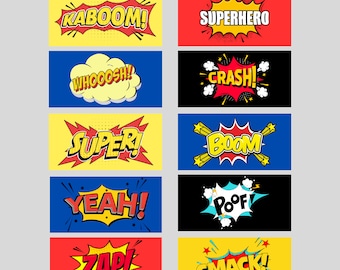 Superhero Photo Booth Props, Comic Book Style, Party Events