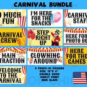 Carnival Photo Booth Props, Double Sided, Party Event Decorations
