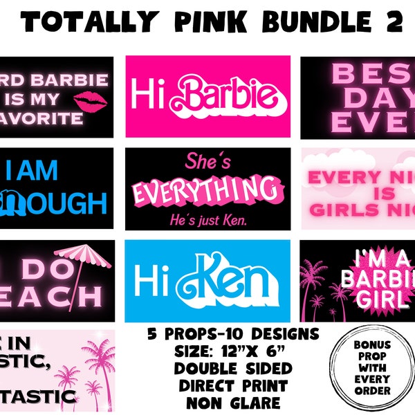 Totally Pink Bundle 2, Photo booth props, 360 photo booth props, custom photobooth props, props for weddings, parties events