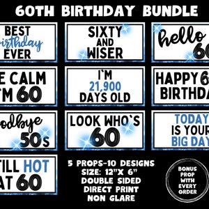 60th Birthday Bundle, Photo booth props, 360 photo booth props, custom photobooth props, props for weddings, parties events