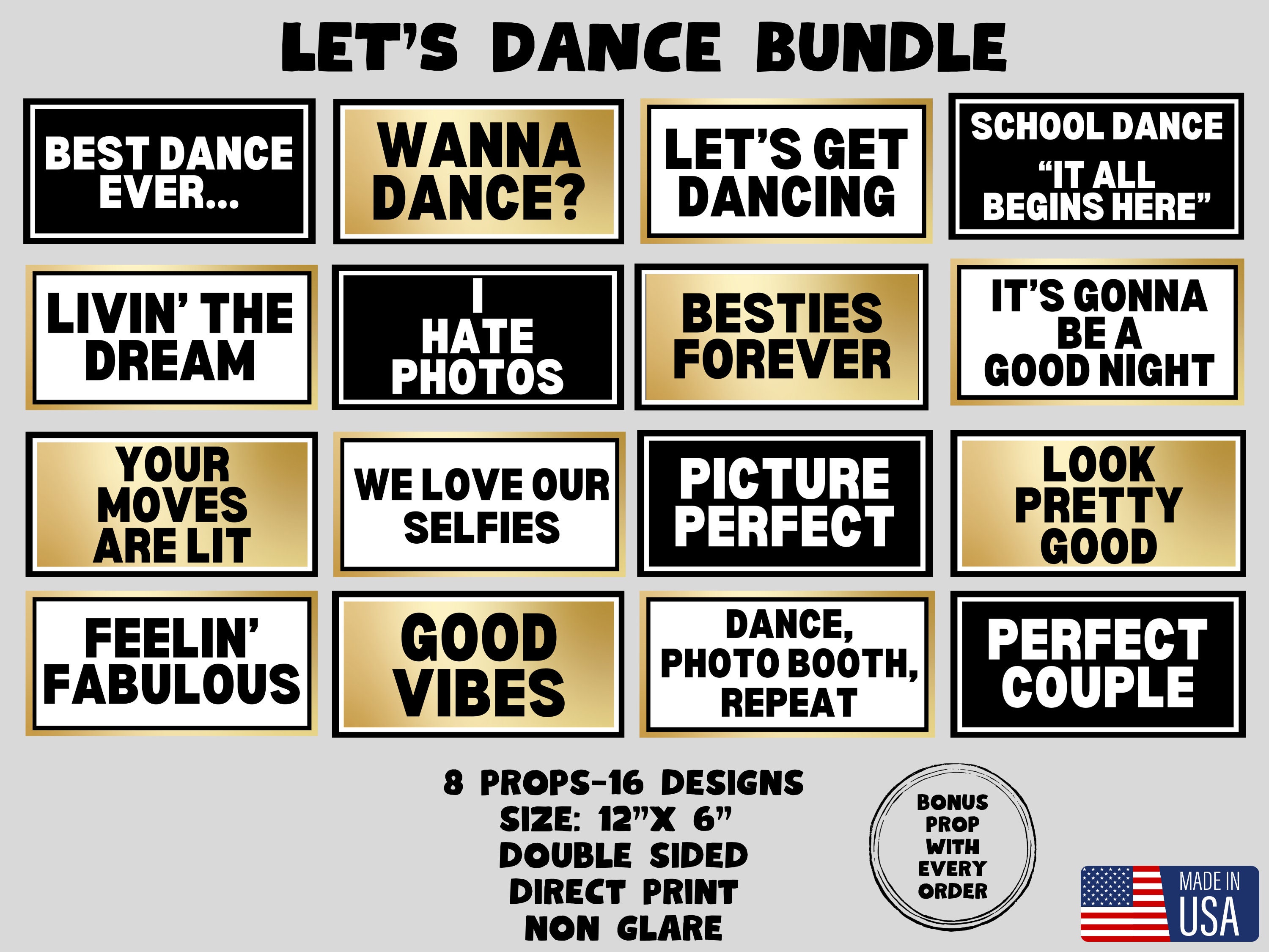 Let's Dance Bundle, Photo booth props, 360 photo booth props, custom photobooth props, props for weddings, parties events