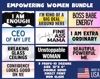 Empowering Women Photo Booth Props, Double Sided, Party Events