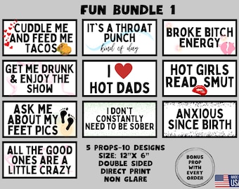 Funny Photo Booth Props, Party Events, Double Sided, 10 Designs