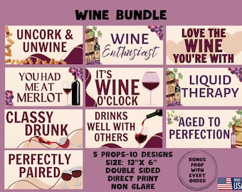 Wine Photo Booth Props, Party Event Signs