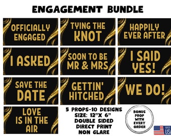 Engagement Photo Booth Props, Double Sided, Parties Events