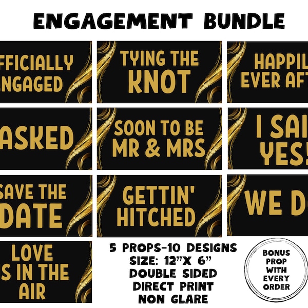 Engagement Bundle, Photo booth props, 360 photo booth props, custom photobooth props, props for weddings, parties events