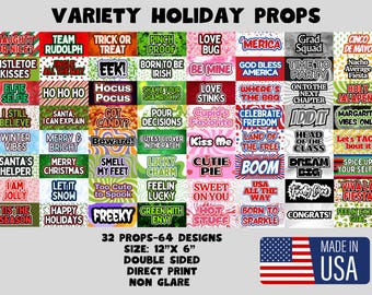 Holiday Photo Booth Props, Double Sided, Party Events