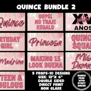 Quince Bundle 2, Photo booth props, 360 photo booth props, photobooth props, props for weddings, parties events