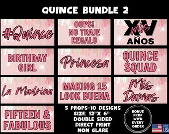 Quince Bundle 2, Photo booth props, 360 photo booth props, custom photobooth props, props for weddings, parties events