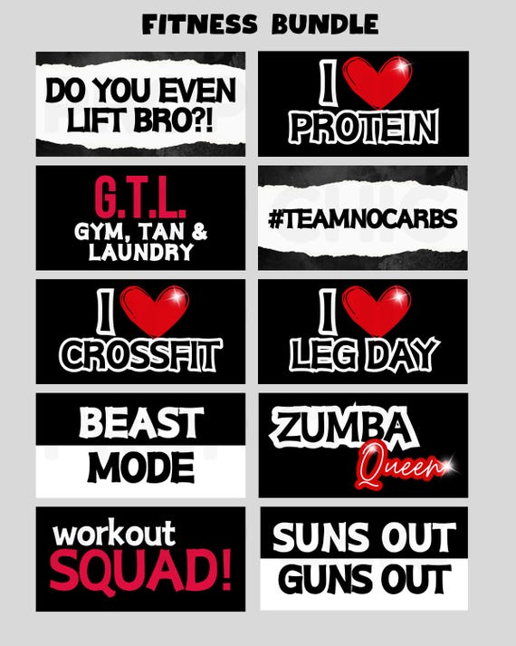 Fitness Bundle, Photo Booth Props, 360 Photo Booth Props, Custom